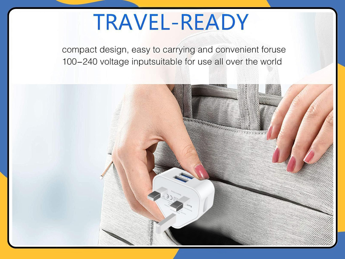 UK 3 Pin Dual USB Wall Charger Plug Mains Fast Charging 2-Port Adapter for Phone