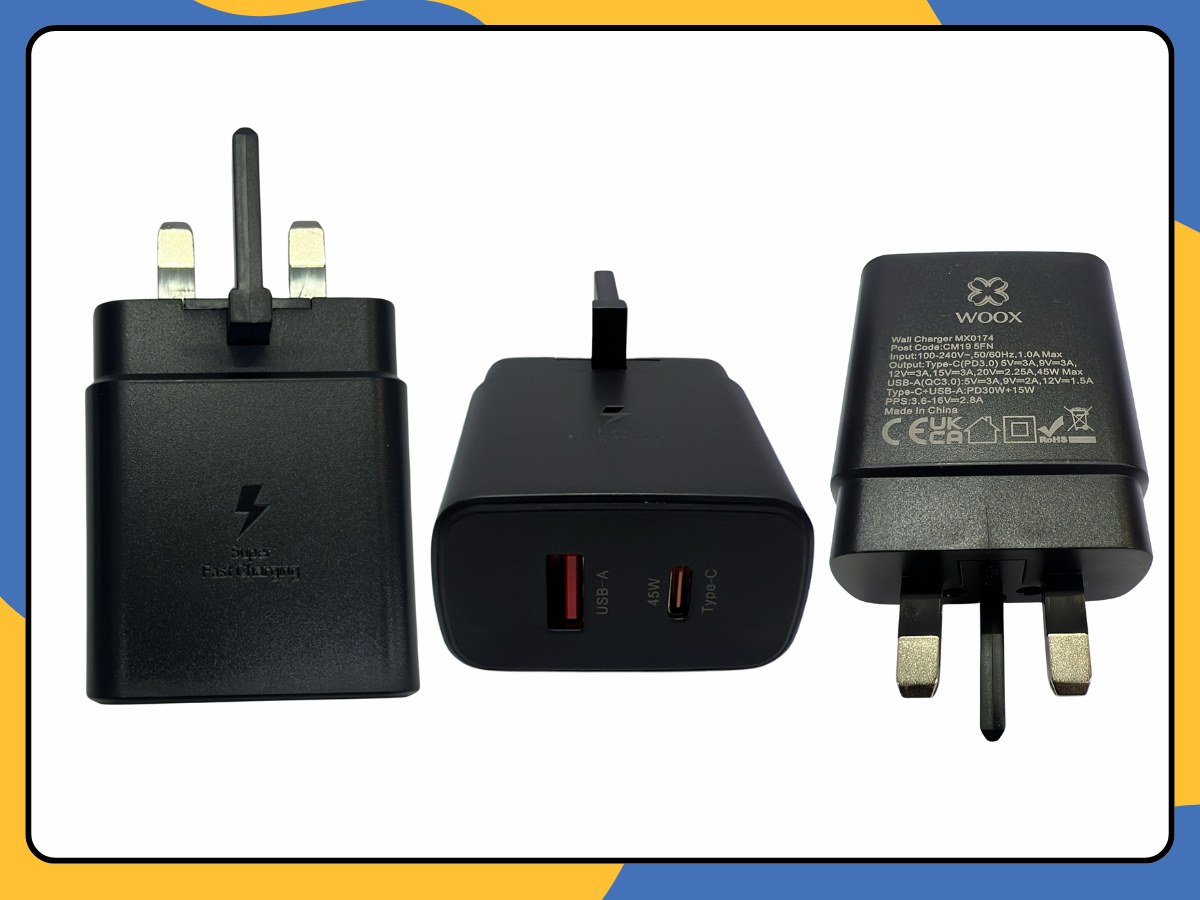 Super Fast Charging Wall Charger Dual Port USB-C Adapter | UK 3-Pin Plug Black