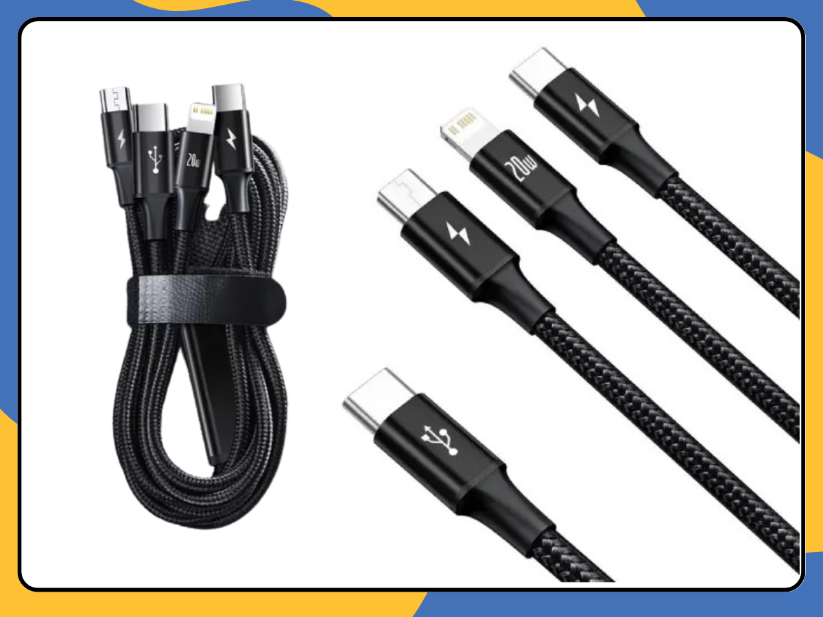 3 in 1 Fast Charging Cable USB-C PD Micro USB Charger Cord for Android Black UK