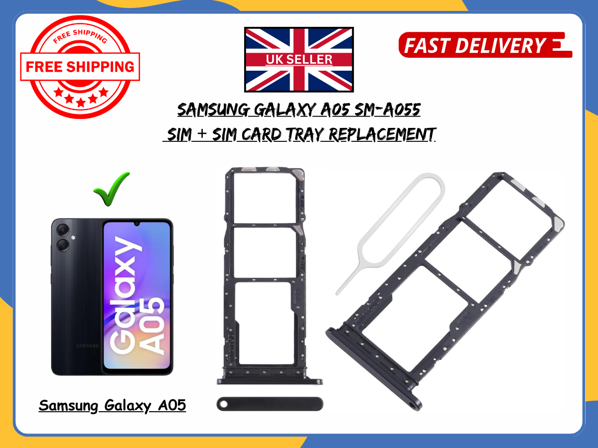 For Samsung Galaxy A05 Dual SIM Card & SD Tray Holder Replacement - OEM Black UK
