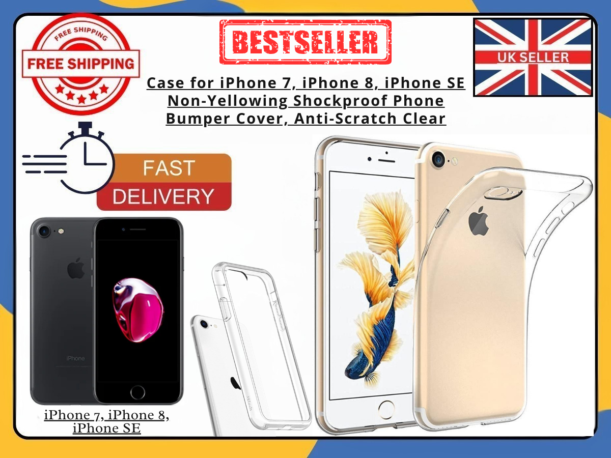iPhone 7/8/SE (2020/2022) Clear Shockproof Silicone Gel Case Cover - UK Seller