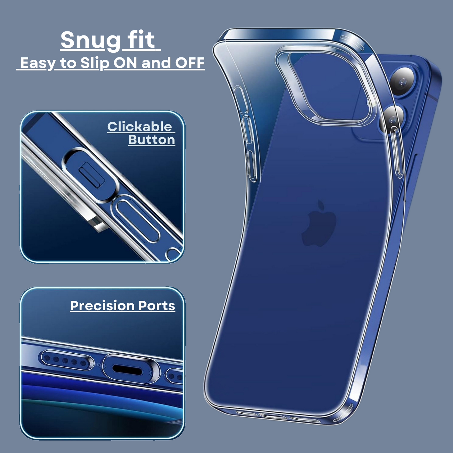 Silicone Clear Case for iPhone 16 15 14 Pro Max Plus 13 11 12 XR 7 8 Shockproof