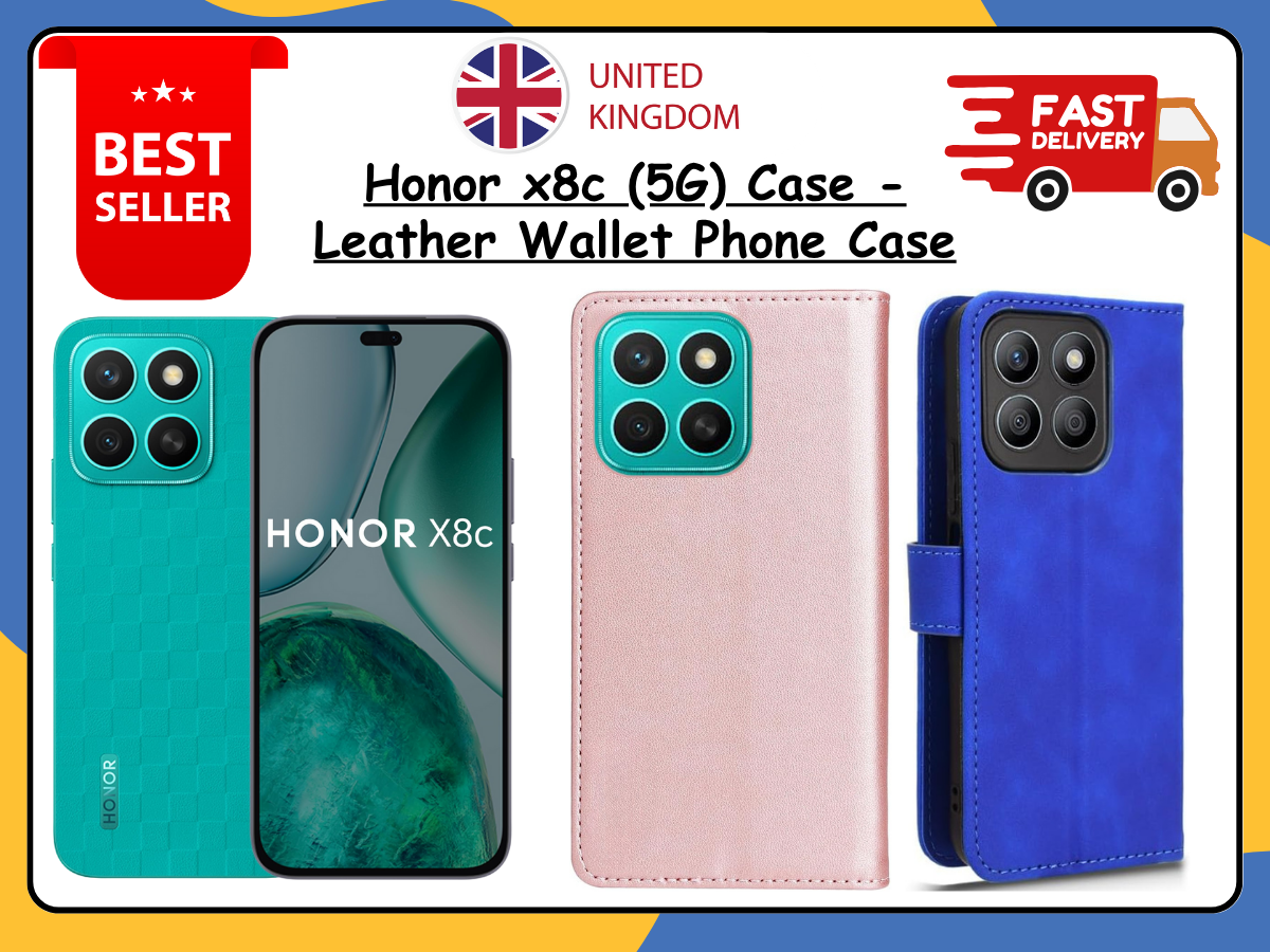 Honor X8c Leather Wallet Case | Premium Slim Flip Stand Phone Cover | Magnet UK