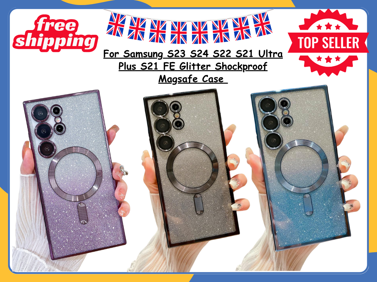 Glitter Magnetic Shockproof Phone Case For Samsung S25 S24 S23 S22 Ultra Plus UK