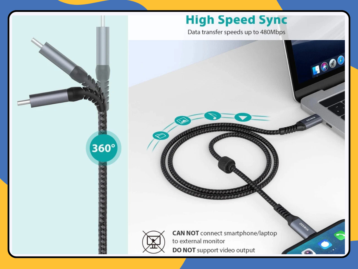 Heavy Duty Braided C- Lightening Cable Fast Charging Lead for iPhone 14 13 12 UK