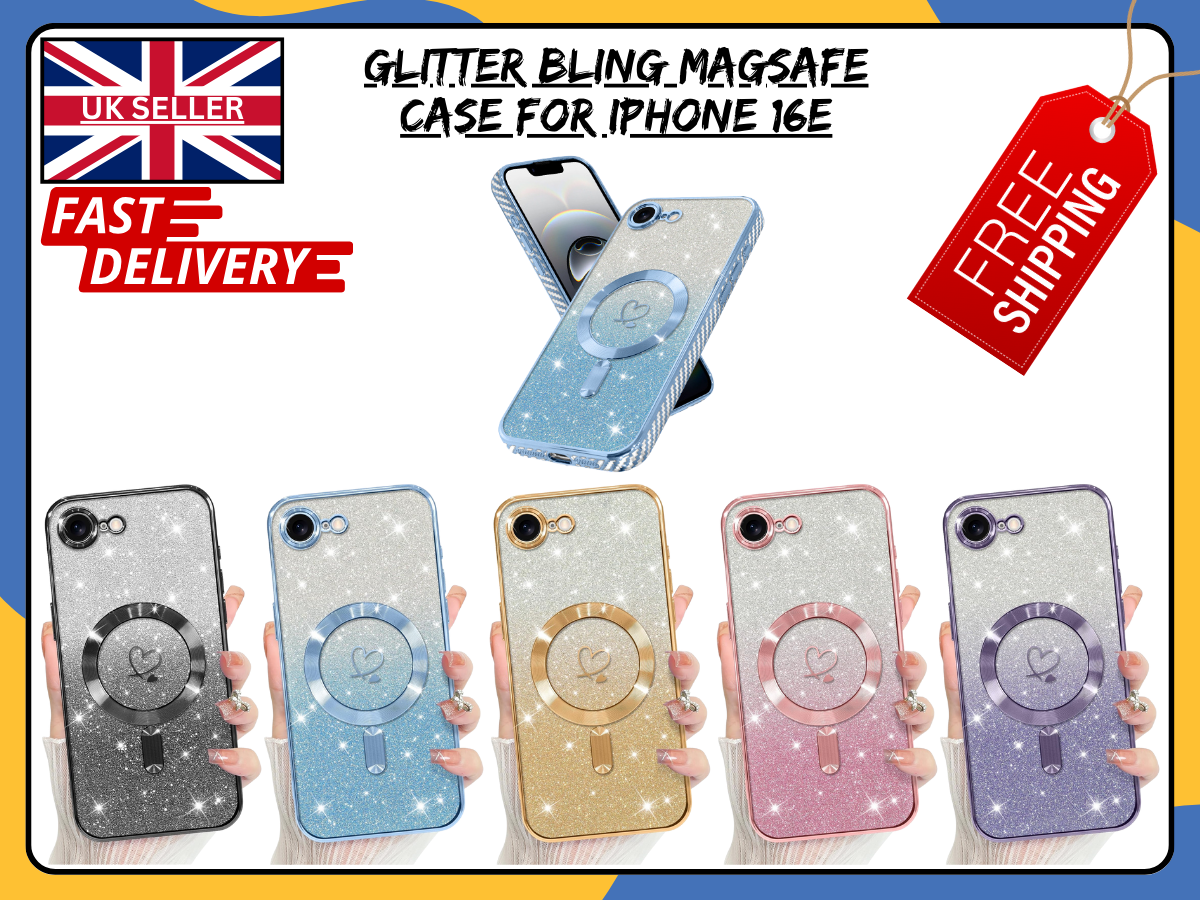 iPhone 16E MagSafe Case Bling Glitter Shockproof Luxury TPU Magnetic Cover