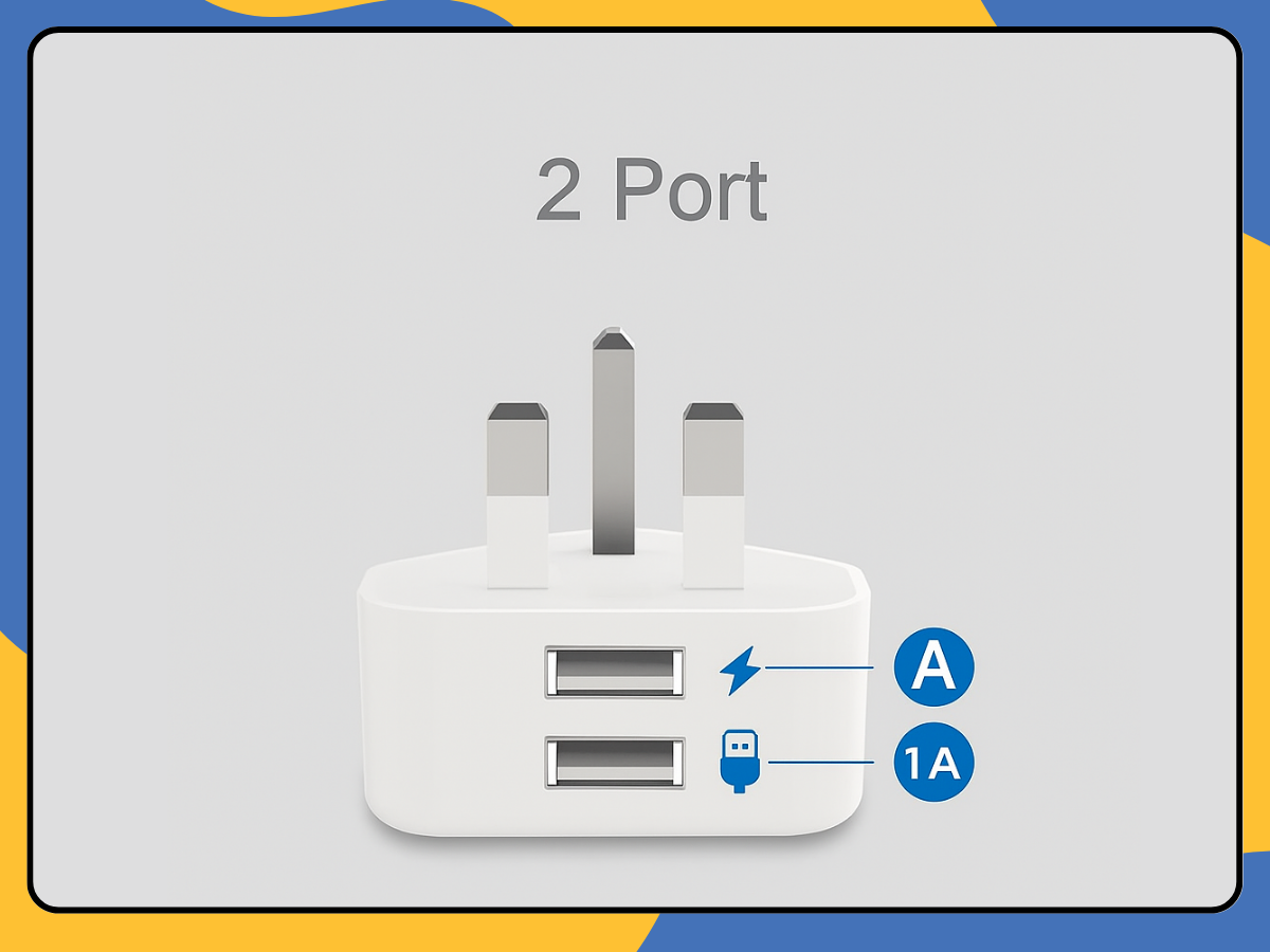 UK 3 Pin Dual USB Wall Charger Plug Mains Fast Charging 2-Port Adapter for Phone