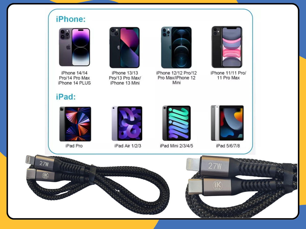 Heavy Duty Braided C- Lightening Cable Fast Charging Lead for iPhone 14 13 12 UK