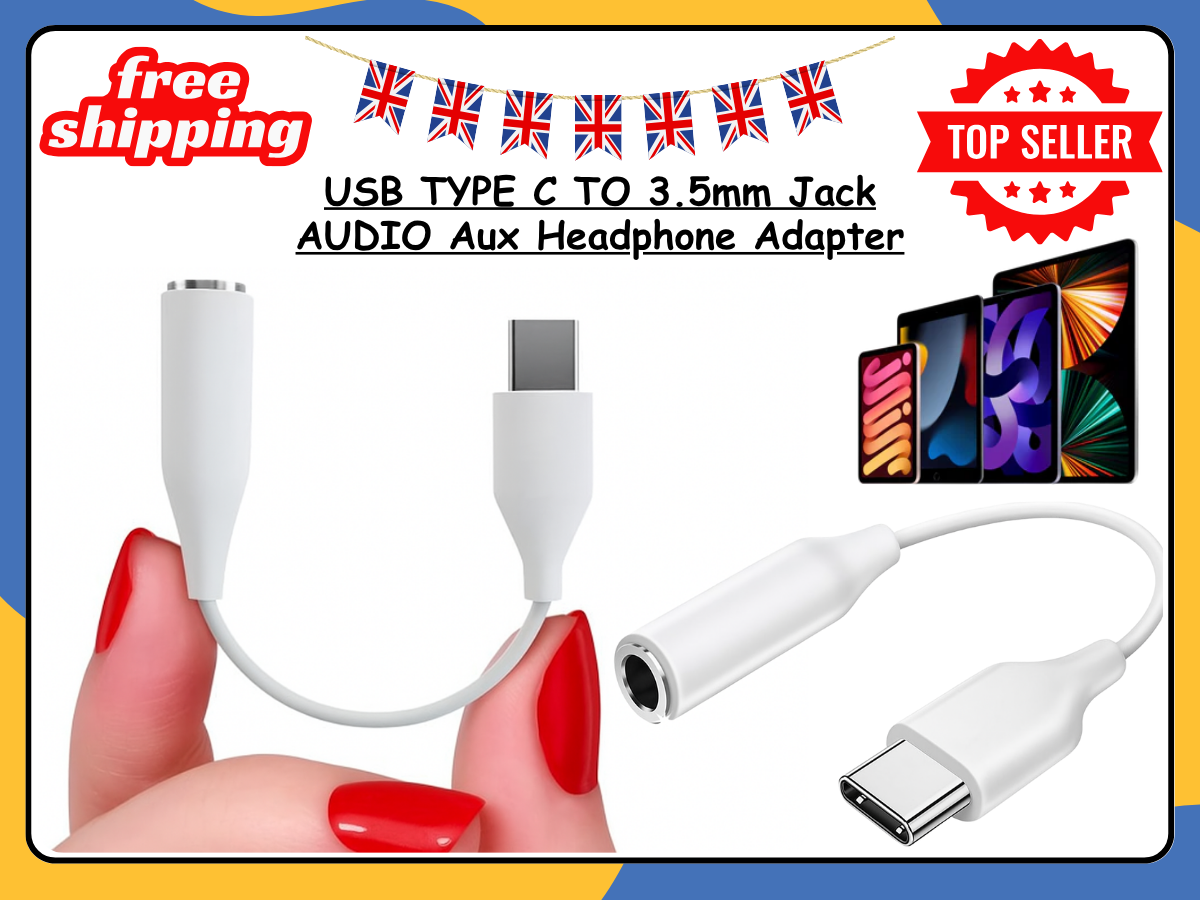 USB Type-C to 3.5mm Aux Headphone Jack Audio Adapter Cable for Type-C Phones UK