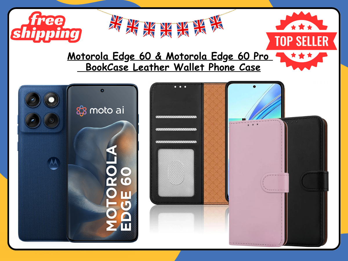 Motorola Edge 60 / Edge 60 Pro Wallet Case PU Leather Flip Stand Phone Cover UK