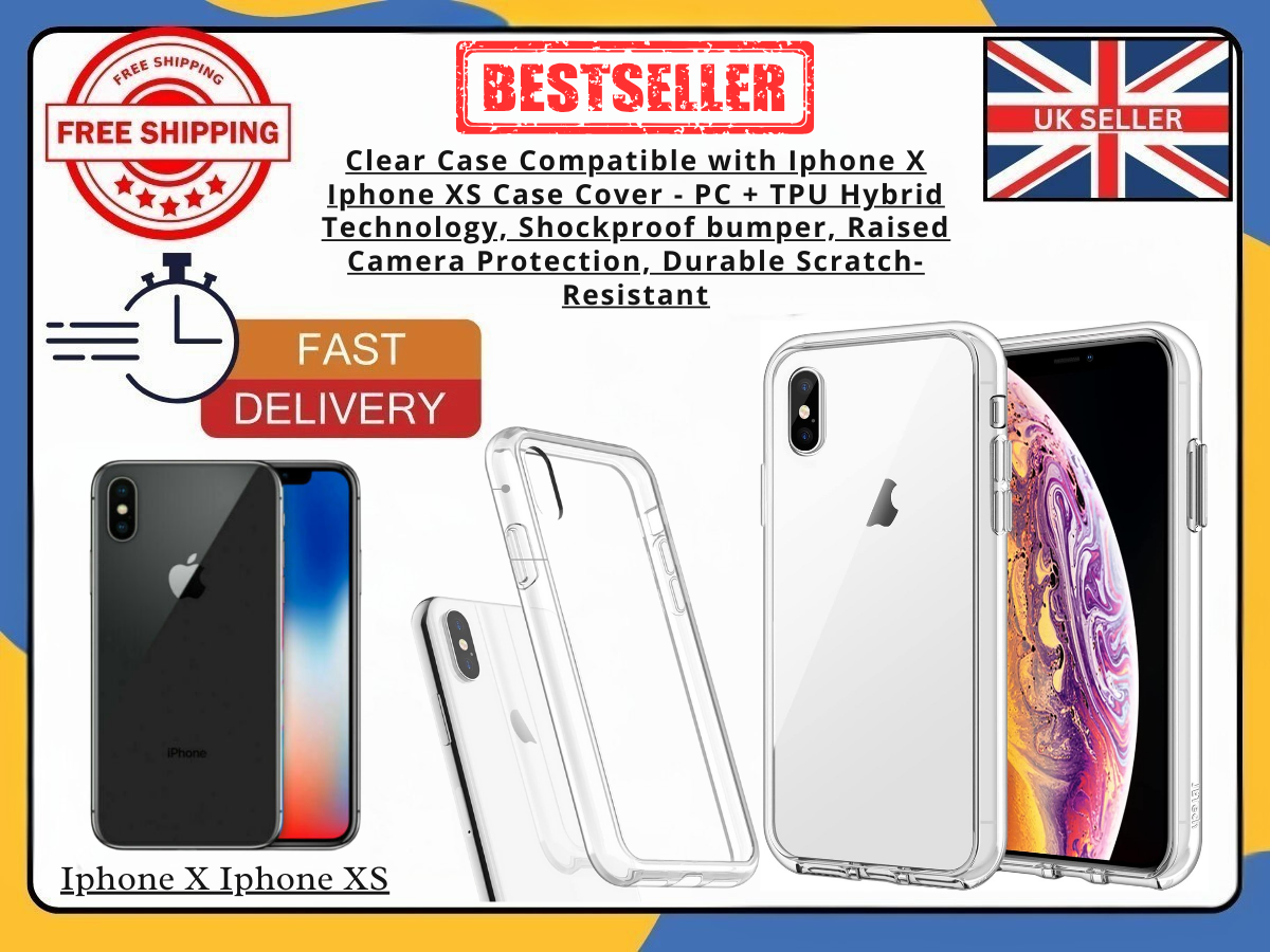 iPhone X/XS Clear Shockproof Silicone Gel Case Cover Slim Fit - UK Seller