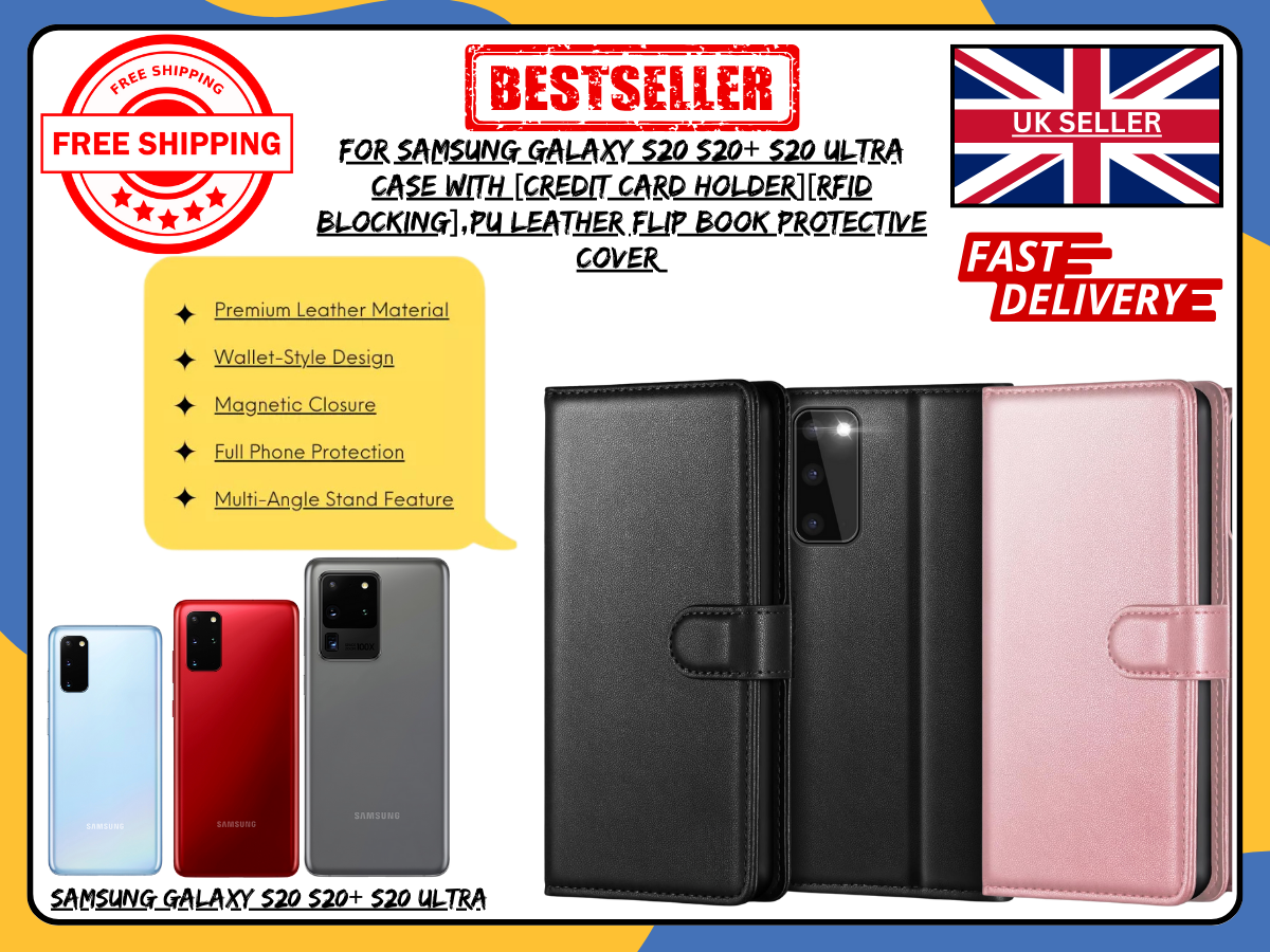 Samsung Galaxy S20/S20 Plus/S20 Ultra FE Premium Wallet Leather Magnetic Case UK