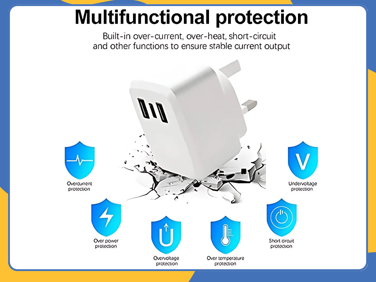 USB-C 20W PD Plug Charger For iPhone Samsung 3 Port Adaptor Fast Charging UK
