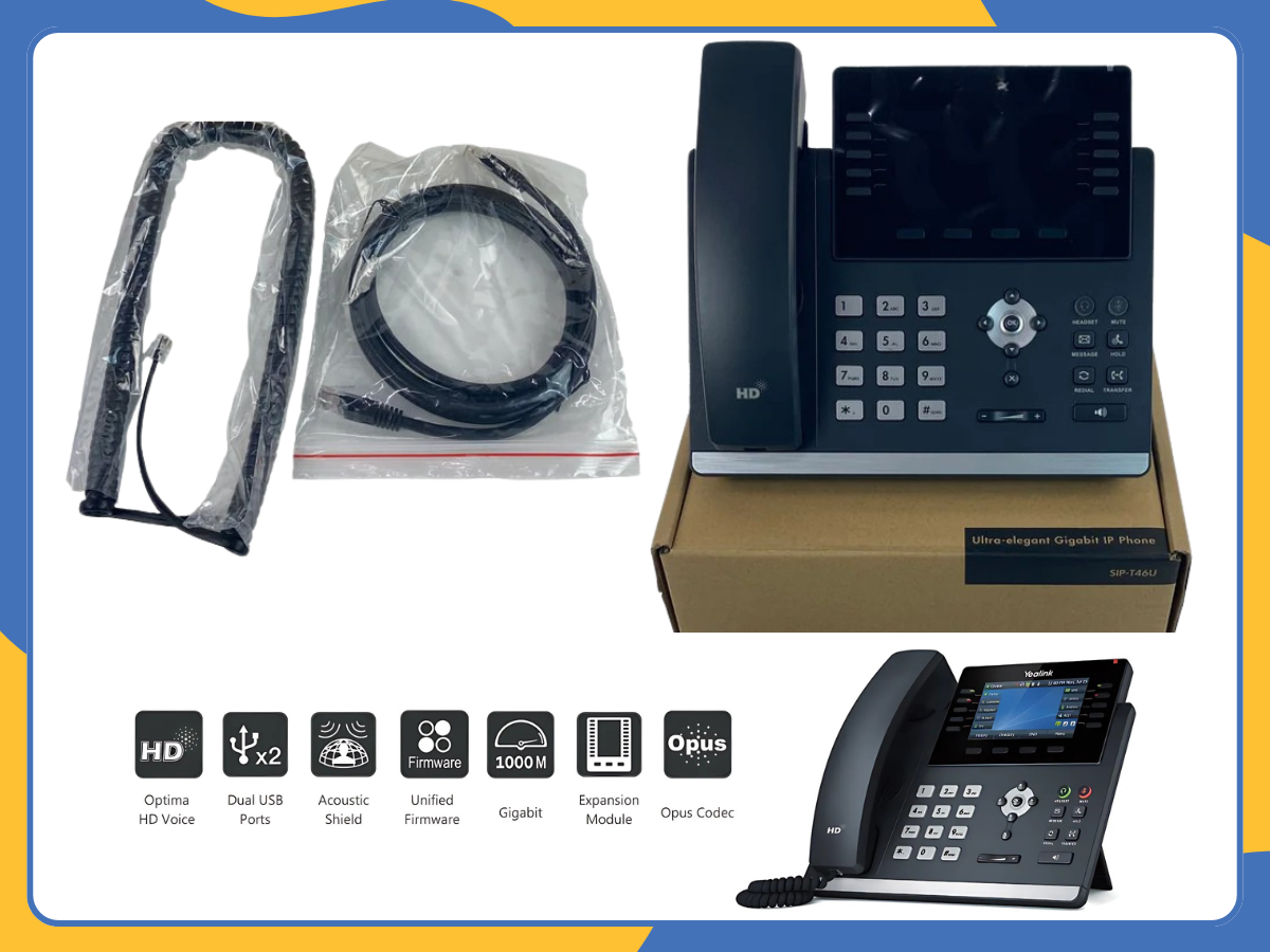 Yealink SIP-T46U Ultra-Elegant Gigabit IP Phone HD Voice | PoE | 16 Lines | VoIP