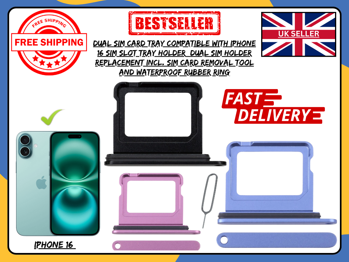 Apple iPhone 16 SIM Tray Replacement | OEM Physical Dual SIM Card Slot for UK