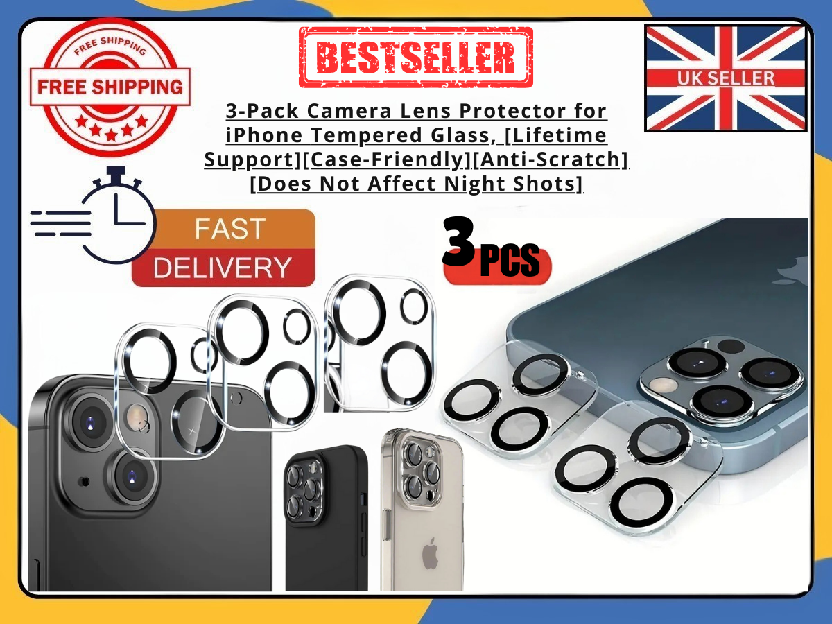 3× Camera Lens Protector iPhone 11–16 Pro Max Tempered Glass Anti-Scratch Cover