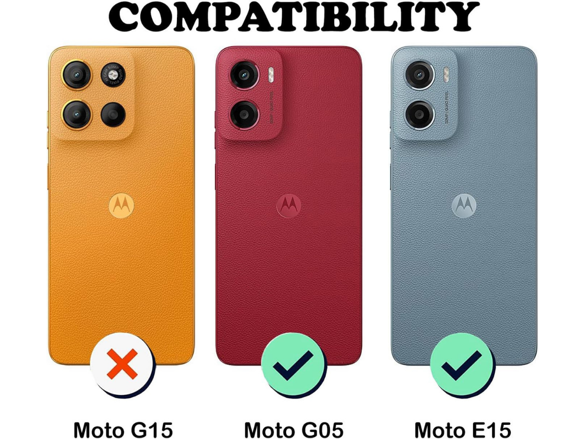 Motorola Moto G05 / E15 Folio Leather Gel Wallet Case Flip Stand Cover