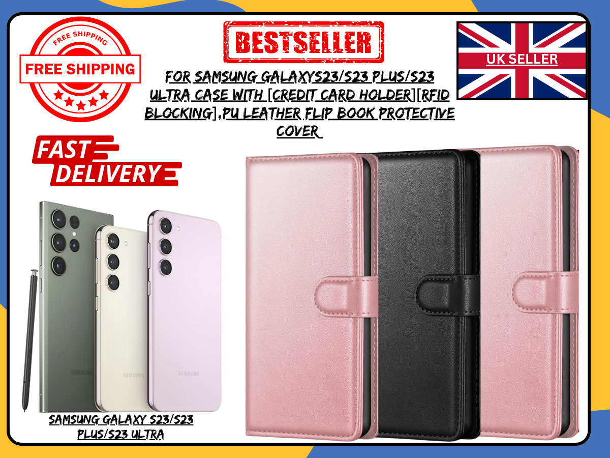 PU Leather Wallet Case for Samsung Galaxy S23/S23+/Ultra Flip Cover UK