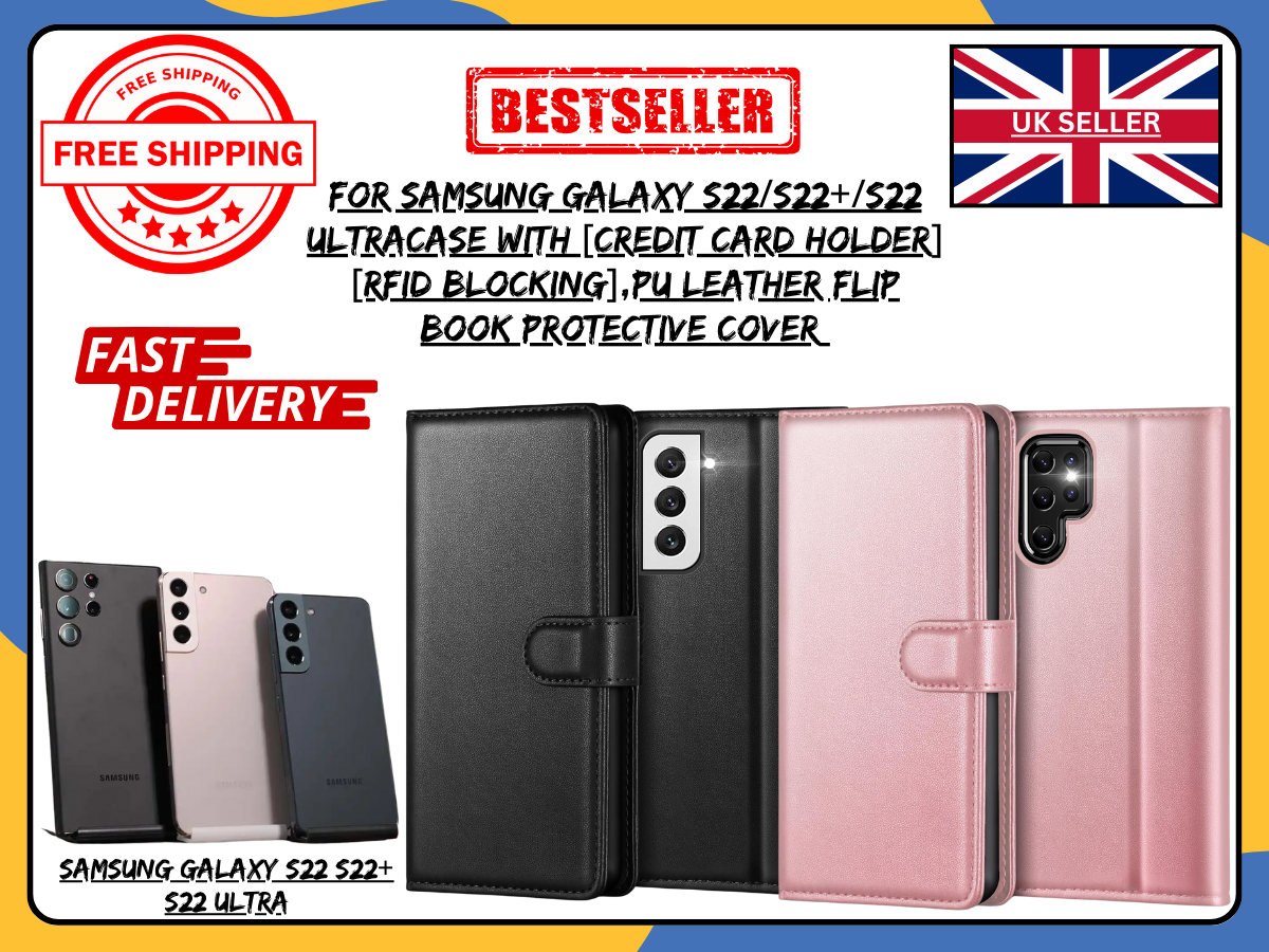 PU Leather Wallet Case for Samsung Galaxy S22/S22+/S22 Ultra Flip Cover UK