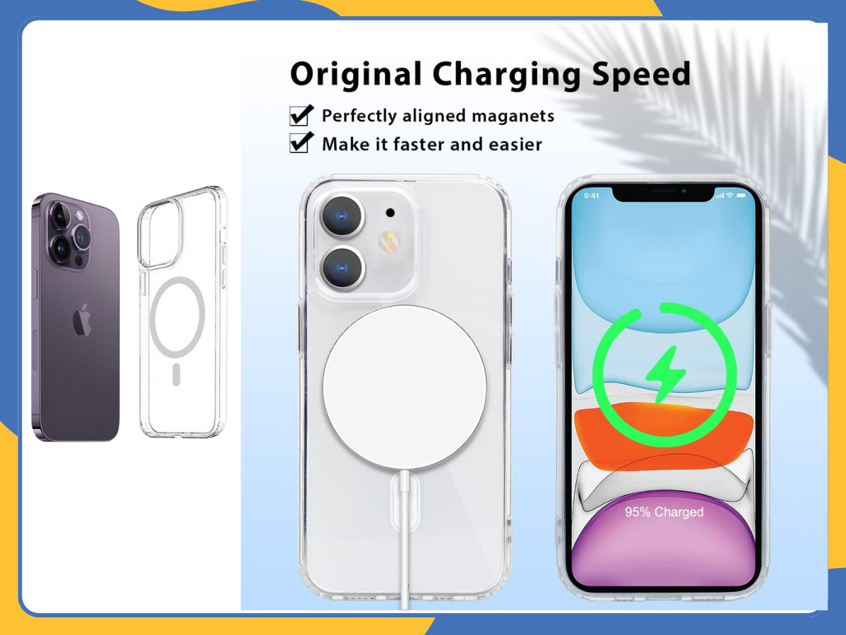 Clear Magnetic iPhone 15 14 13 12 Pro Max Case MagSafe Shockproof Silicone Cover