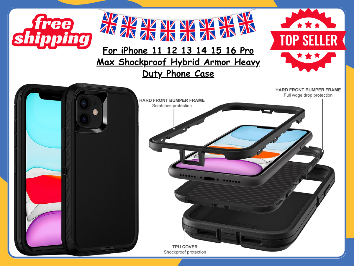 For iPhone 11 13 14 15 Pro Max Shockproof Hybrid Armor Heavy Duty Case Cover UK