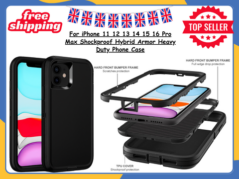 For iPhone 11 13 14 15 Pro Max Shockproof Hybrid Armor Heavy Duty Case Cover UK