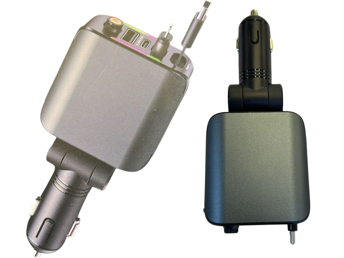 Fast Car Charger Adapter 3-Port USB-C PD QC4.0 Retractable Cable iPhone Android