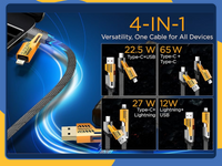 4 in 1 Multi USB PD Charger Charging Cable Cord For iPhone USB C Samsung Android