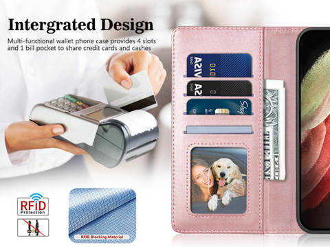 Samsung Galaxy S8 S21 Ultra Leather Wallet Magnetic Flip Case Cover Shockproof