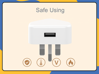 UK 3 Pin USB Wall Charger Plug Mains Fast Charging 1-Port Adapter for All Phones