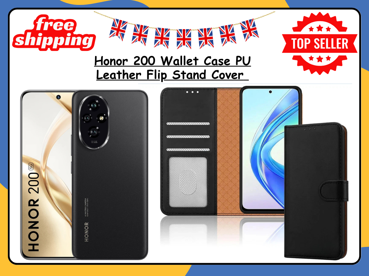 Honor 200 Leather Wallet Case Flip Magnetic Shockproof Stand Slim Phone Cover UK