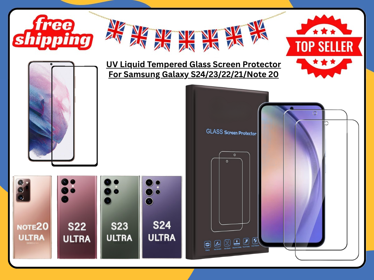 UV Liquid Tempered Glass Screen Protector Samsung Galaxy S20,S22,S23,S24 Note UK