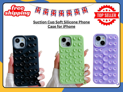 Suction Cup Silicone Grip Phone Case For iPhone 11 12 13 Plus 15 16E Pro Max UK