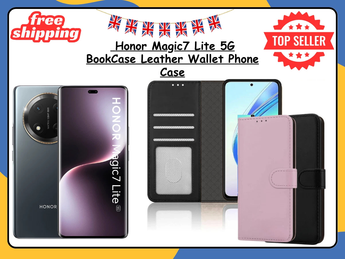 Honor Magic7 Lite Wallet Case PU Leather Flip Cover Card Holder Magnetic UK
