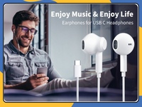 USB Type C Earphones Wired Earbuds Headphones with Mic for Android Samsung UK