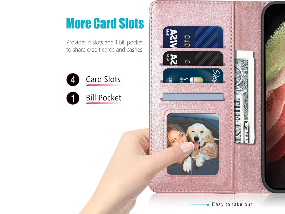 Samsung Galaxy S8 S21 Ultra Leather Wallet Magnetic Flip Case Cover Shockproof