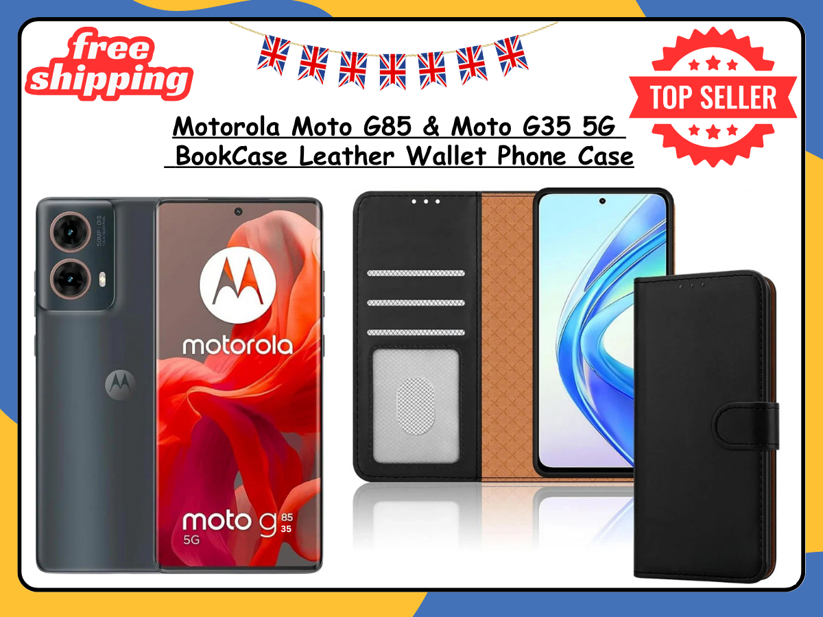 Motorola Moto G85 / G35 Wallet Case PU Leather Flip Shockproof Stand Cover UK