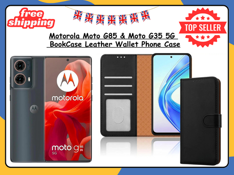 Motorola Moto G85 / G35 Wallet Case PU Leather Flip Shockproof Stand Cover UK