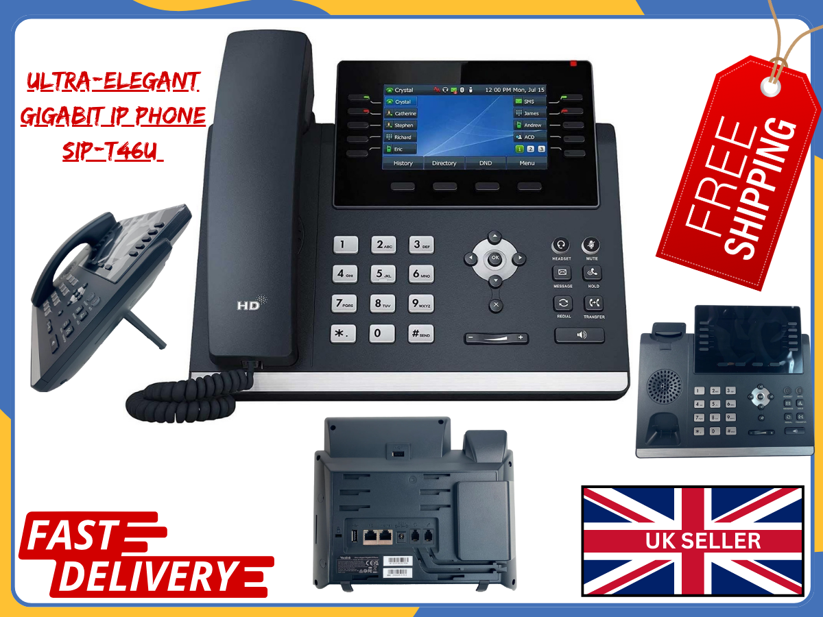 Yealink SIP-T46U Ultra-Elegant Gigabit IP Phone HD Voice | PoE | 16 Lines | VoIP