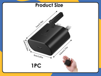 25W USB-C Fast Charger Plug PD UK 3 Pin Wall Adapter for Samsung iPhone Pixel UK