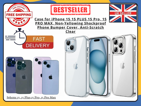 iPhone 15/15 Plus/15 Pro/Pro Max Clear Shockproof Silicone Gel Case – UK Seller