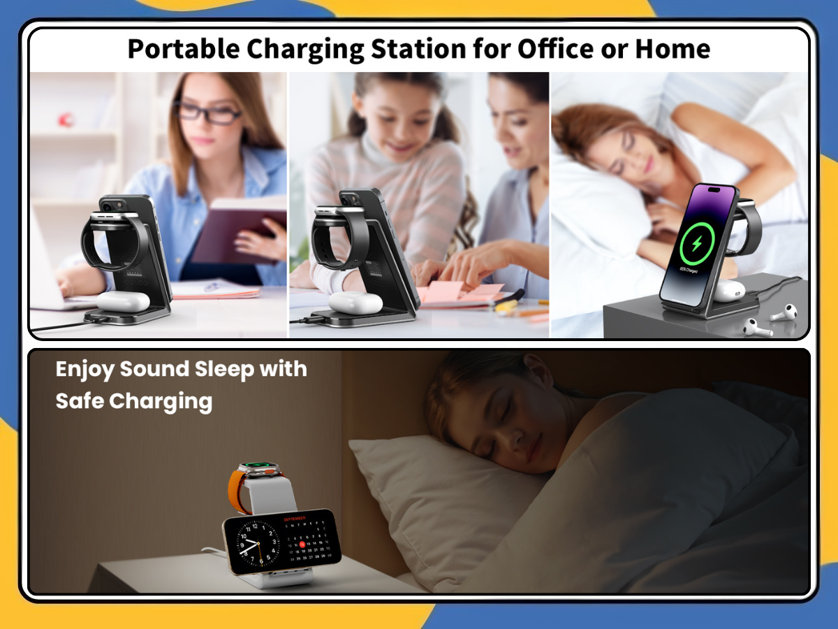 3in1-Wireless Charger Stand For Apple iPhone Samsung Android Fast Charging Dock
