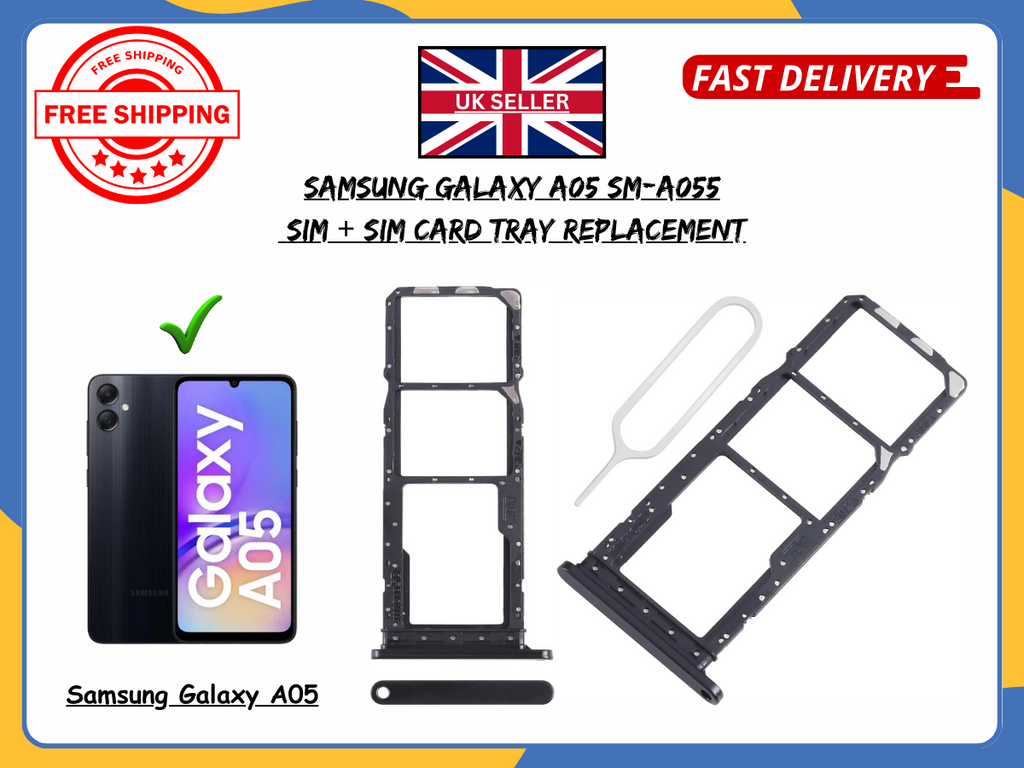 For Samsung Galaxy A05 Dual SIM Card & SD Tray Holder Replacement - OEM Black UK