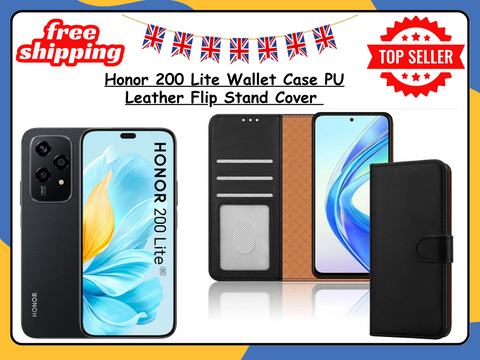 For Honor 200 Lite Leather Wallet Case Flip Stand Phone Cover Card Holder – UK