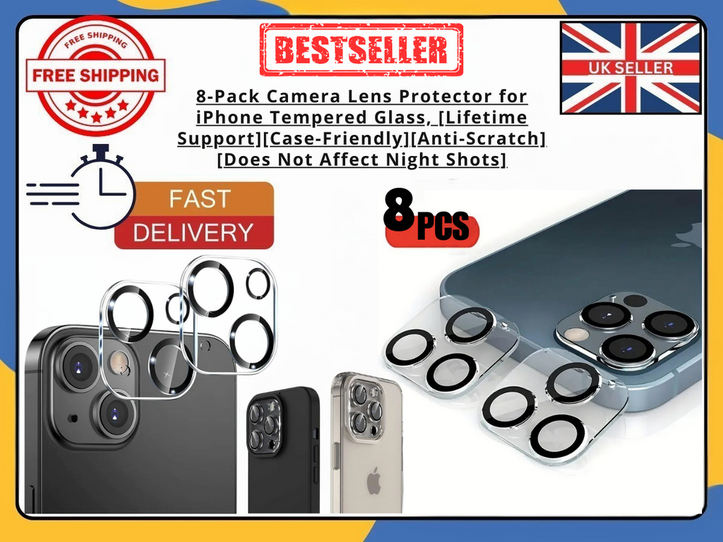 8x Camera Lens Protector iPhone 11–16 Pro Max Tempered Glass Anti-Scratch Cover