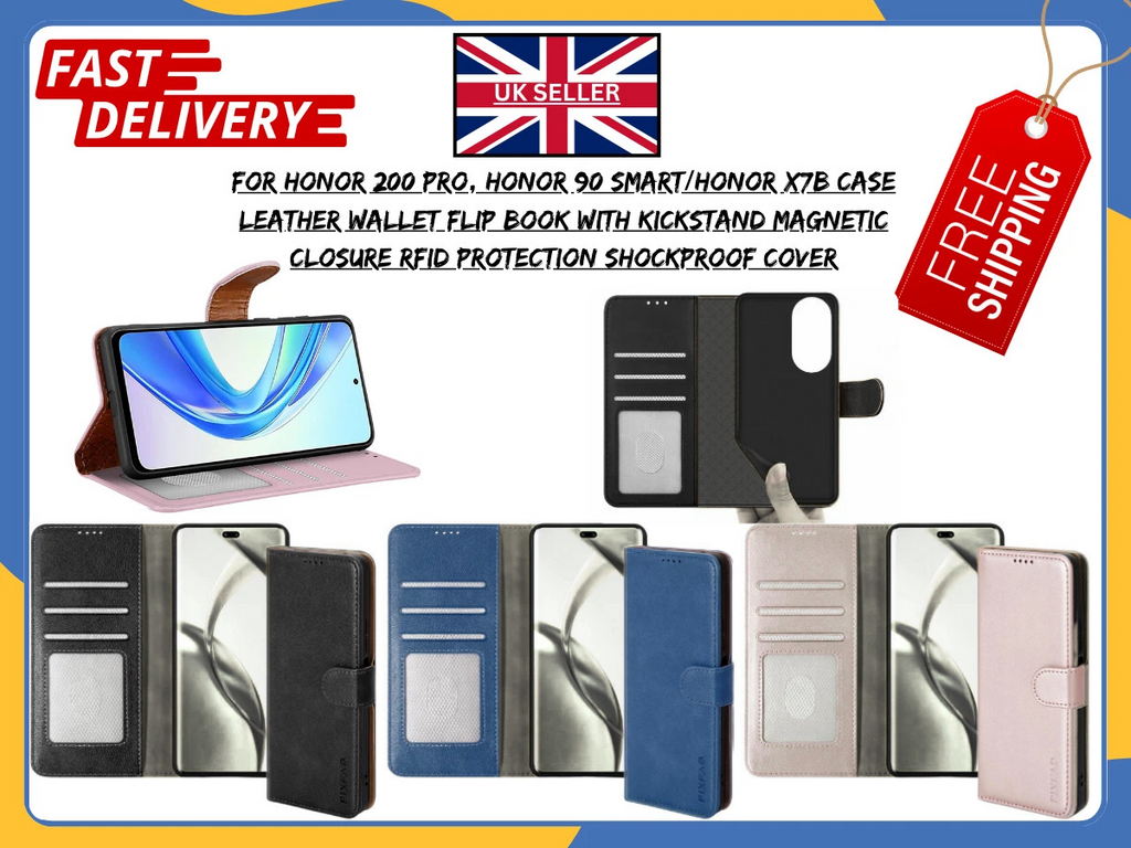 Honor 90 Smart / 200 Pro/ X7b Slim Magnetic Flip Leather Book Wallet Stand Cover
