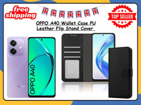 OPPO A40 Leather Wallet Case Flip Stand View Magnetic Shockproof Black Cover UK