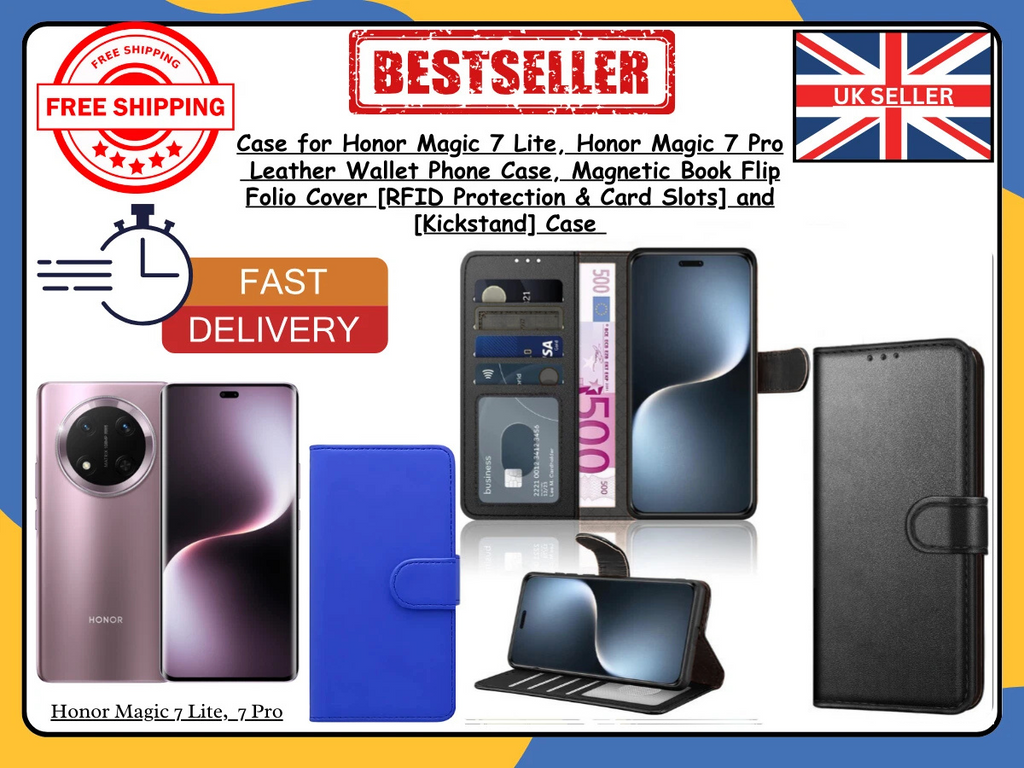 Honor Magic 7 Lite / Magic 7 Pro Slim Magnetic Flip Leather Wallet Stand Cover
