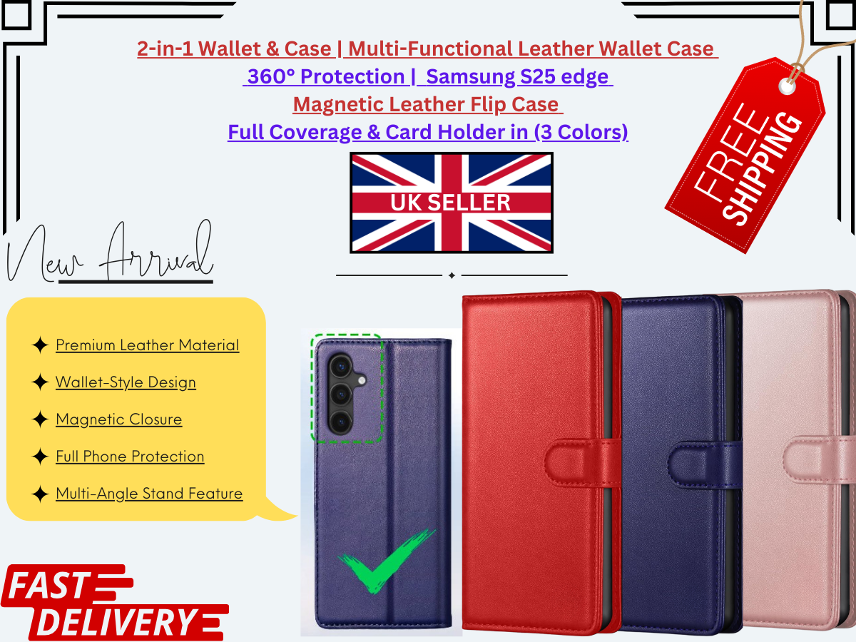 Samsung Galaxy S25 Edge Leather Wallet Case Magnetic Stand Flip Cover Shockproof
