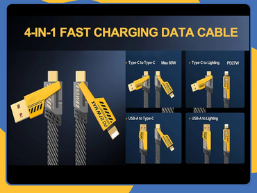 4 in 1 Multi USB PD Charger Charging Cable Cord For iPhone USB C Samsung Android